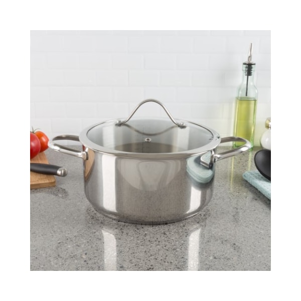 Hastings Home 6 Quart Stock Pot Stainless Steel with Lid, Compatible with Electric, Gas, Induction or Gas Cooktops 572884AZO - main